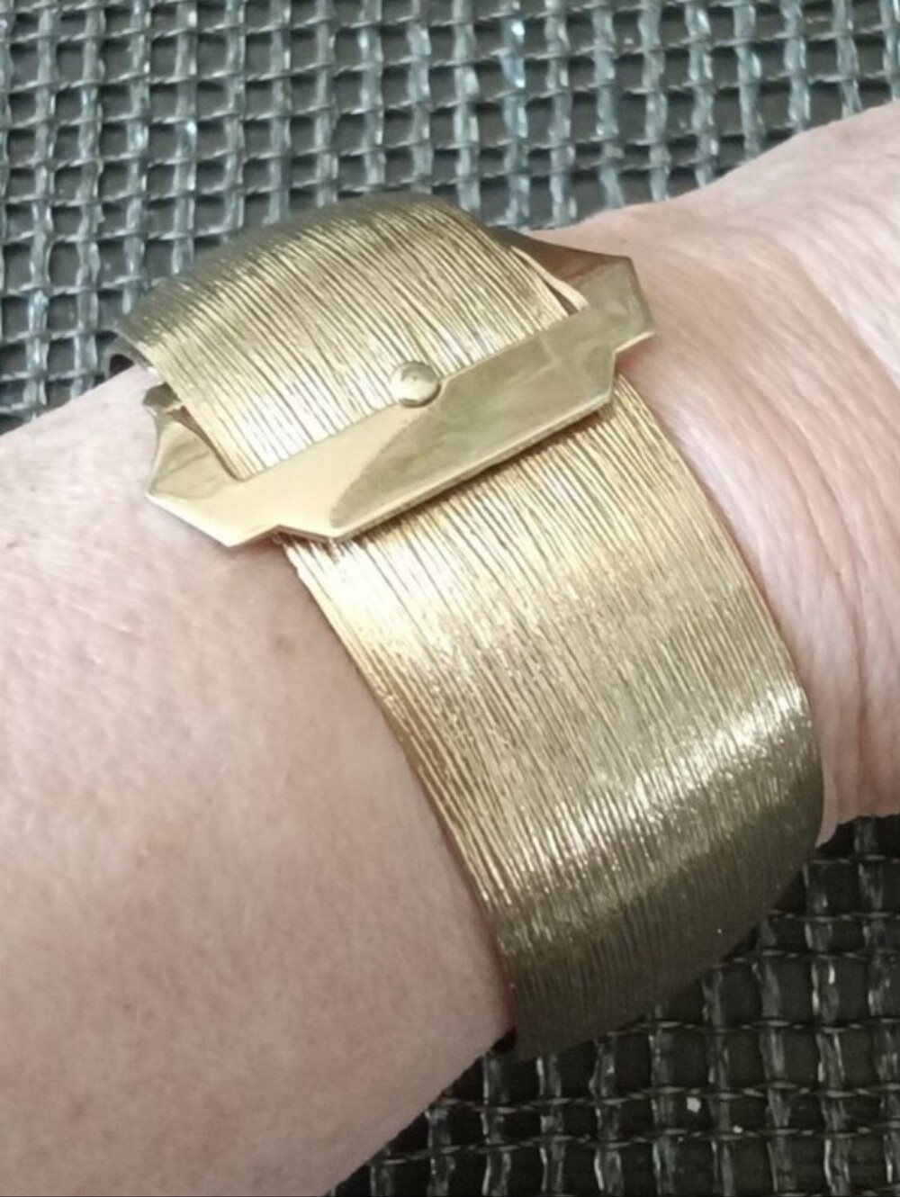 Sarah Coventry Gold-tone Textured Buckle Bracelet S/M